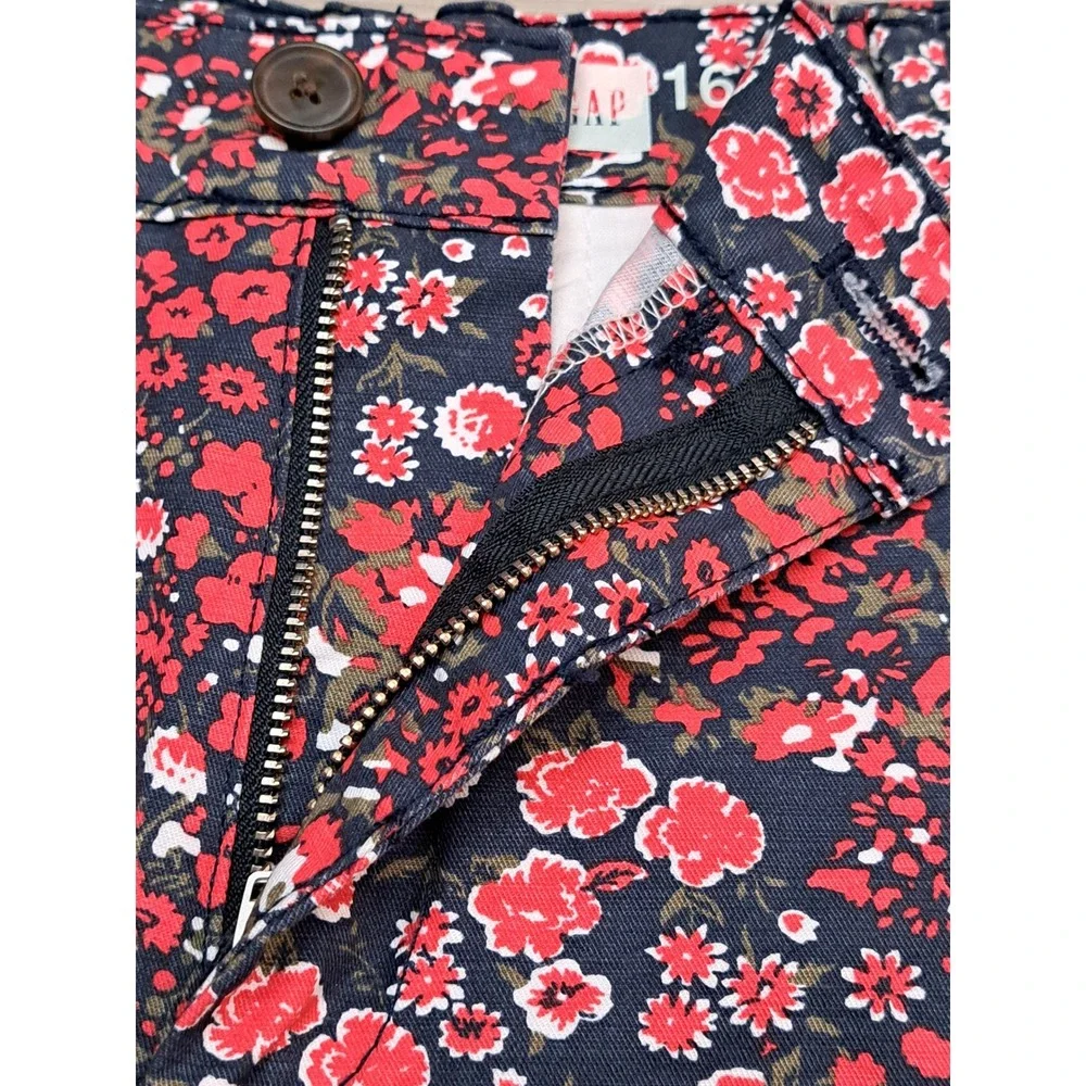 Gap Y2K Summer Short Red Mini Floral Print Cotton Shorts Womens 16R